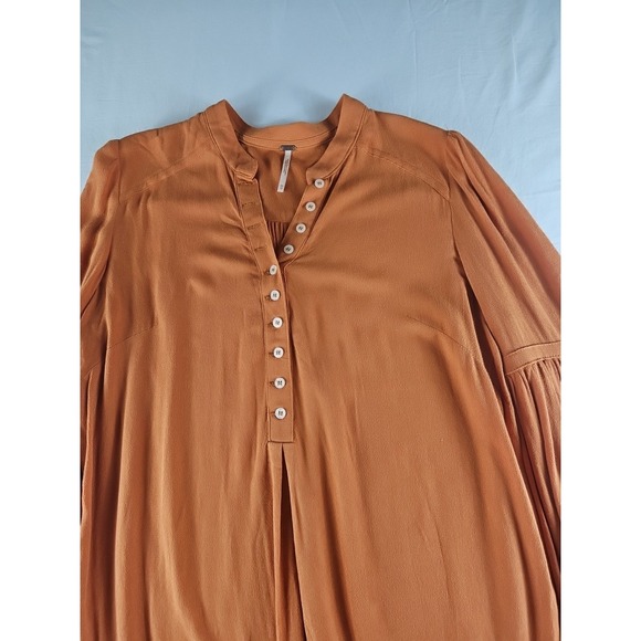 Free People Easy Girl Orange Bell Sleeve TunicTop women's size XS/TP - Picture 4 of 15